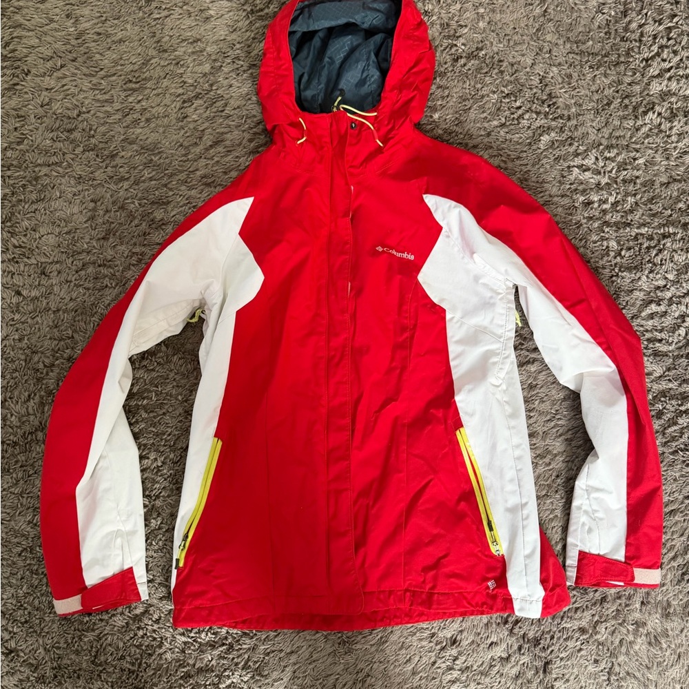 Columbia Women’s Large interchange Red and White Hooded Jacket